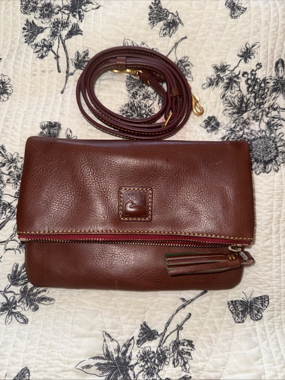Chestnut Dooney & Bourke foldover crossbody purse bag RARE color htf